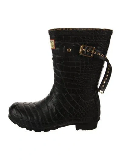 Pre-owned Jimmy Choo X Hunter Rubber Rain Boots In Black