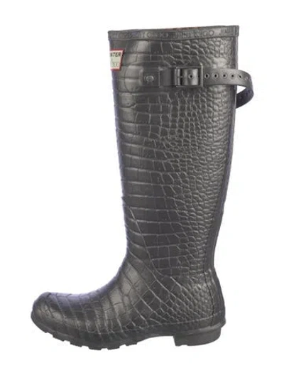 Pre-owned Jimmy Choo X Hunter Rubber Rain Boots In Gray