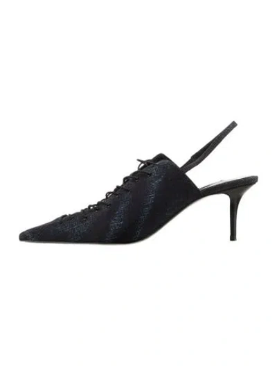 Pre-owned Jimmy Choo X Jean Paul Gaultier Denim Slingback Pumps In Blue