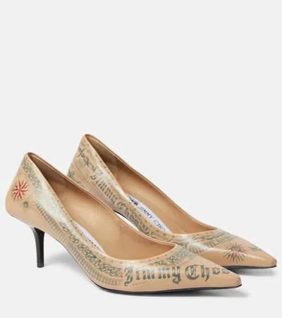 Jimmy Choo X Jean Paul Gaultier Tattoo Leather Pumps In Beige