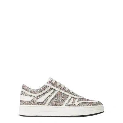 Jimmy Choo X Mochi / Latte Womens Hawaii / F Glitter Leather Trainers In Gray