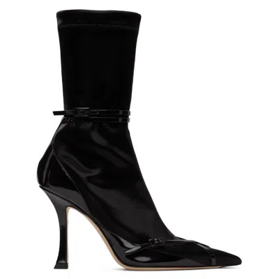 Jimmy Choo X Mugler Techno Jersey Ankle Boots In Black