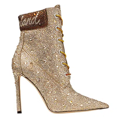 Jimmy Choo X Timberlan Shimmer Suede Crystal Boots In Brown