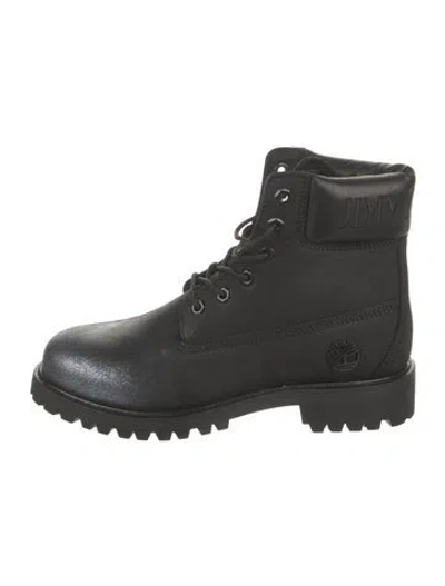 Pre-owned Jimmy Choo X Timberland Leather Colorblock Pattern Combat Boots In Multi