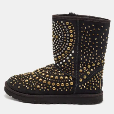 Pre-owned Jimmy Choo X Uggs Black Studded Suede Mandah Boots Size 39