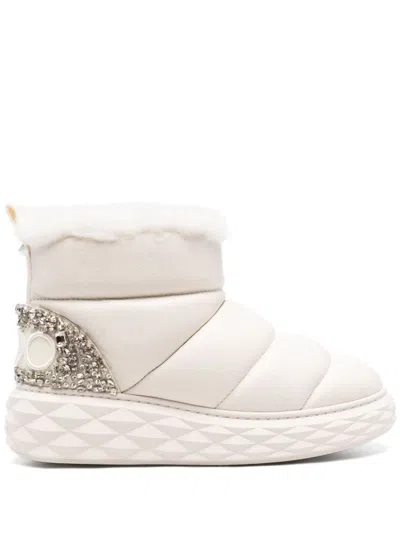 Jimmy Choo 30mm Xan Shearling Snow Boots In Beige