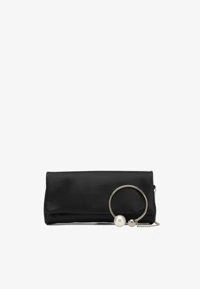 Jimmy Choo Xandra Satin Clutch In Black