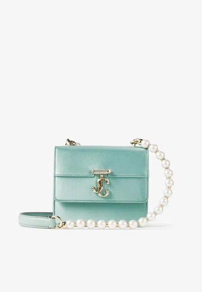 Jimmy Choo Xs Avenue Quad Shoulder Bag In Satin In Green