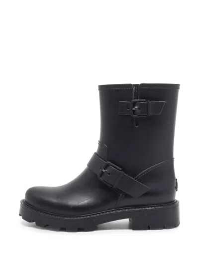 Pre-owned Jimmy Choo Yael Buckled Rain Boots In Black