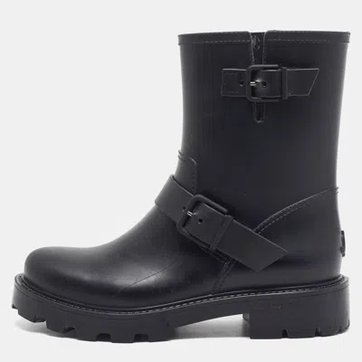 Pre-owned Jimmy Choo Yael Size 39 Black Rubber Ankle Length Boots
