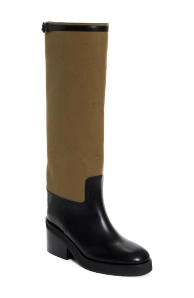 Jimmy Choo Yasmin Leather And Canvas Knee-high Boots In Multi