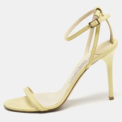 Pre-owned Jimmy Choo Yellow Leather Minny Ankle Strap Sandals Size 40