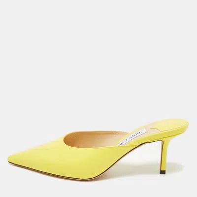 Pre-owned Jimmy Choo Yellow Leather Rav Mules Size 39