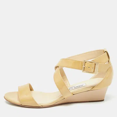 Pre-owned Jimmy Choo Yellow Patent Leather Chiara Sandals Size 36