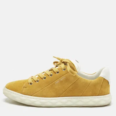 Pre-owned Jimmy Choo Yellow Suede Diamond Light Sneakers Size 40