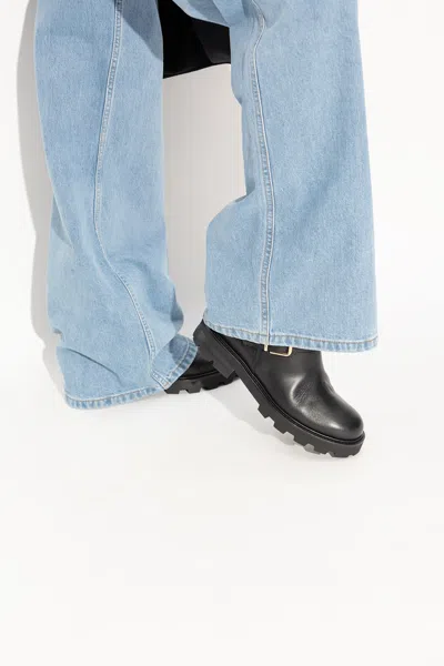 Jimmy Choo Youth Buckled Crinkled-leather Ankle Boots In Black