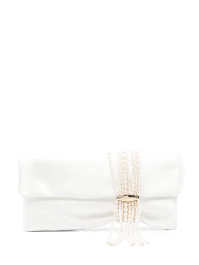 Jimmy Choo Zandra Clutch In Ivory/light Gold