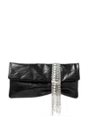 Jimmy Choo Chandra Chain Detail Clutch Bag In Black Leather In Black