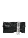 Jimmy Choo Zandra Crystal-embellished Clutch In Metallic Leather In Black
