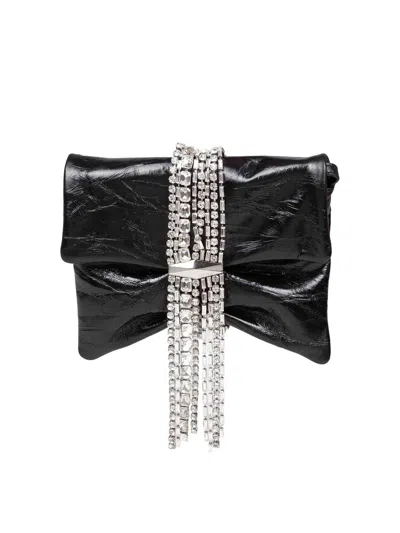 Jimmy Choo Zandra Clutch Bag In Metallic Leather In Black