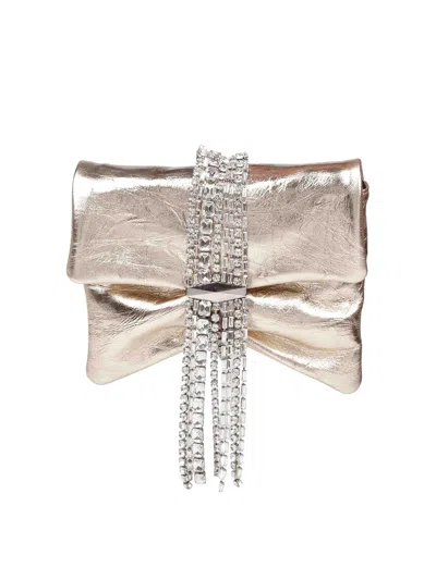 JIMMY CHOO ZANDRA CLUTCH BAG IN METALLIC LEATHER