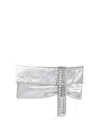 Jimmy Choo Rectangular Clutch Metallic Finish Embellished Strap In Silver