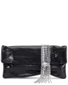 Jimmy Choo Zandra Crystal-embellished Clutch In Metallic Leather In Black