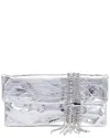Jimmy Choo Rectangular Clutch Metallic Finish Embellished Strap In Silver