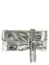 Jimmy Choo Rectangular Clutch Metallic Finish Embellished Strap In Silver