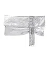 Jimmy Choo Rectangular Clutch Metallic Finish Embellished Strap In White