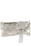 Jimmy Choo Rectangular Clutch Metallic Finish Embellished Strap In Silver