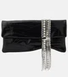 Jimmy Choo Zandra Crystal-embellished Clutch In Metallic Leather In Black