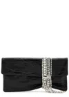 Jimmy Choo Zandra Crystal-embellished Clutch In Metallic Leather In Black And Silver