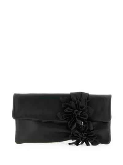 Jimmy Choo Zandra Floral-appliqué Clutch Bag In Black