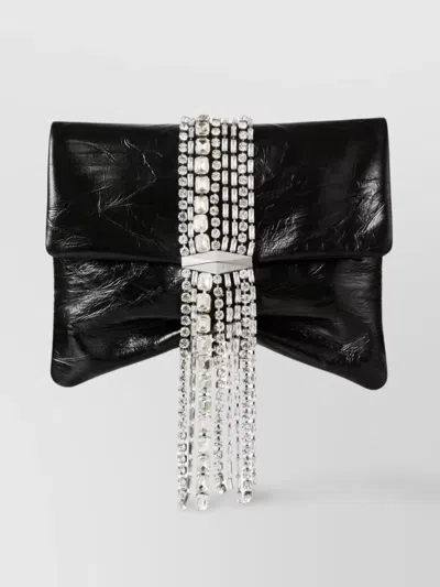 JIMMY CHOO ZANDRA LEATHER BOW SHOULDER BAG