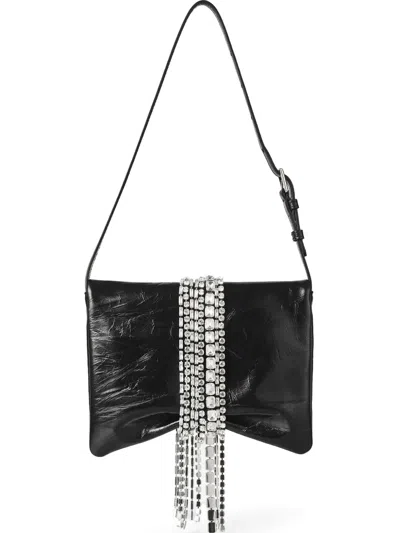 Jimmy Choo Zandra Leather Bow Shoulder Bag In Black
