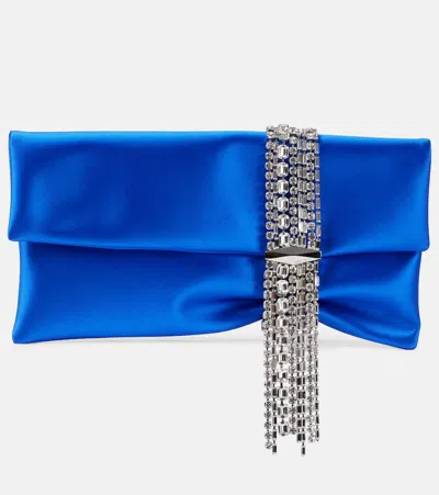 Jimmy Choo Zandra Small Embellished Satin Clutch In Royal Blue