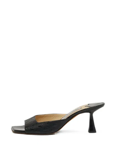 Pre-owned Jimmy Choo Zania Logo-embossed Sandals In Black