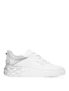 Jimmy Choo Low Top Leather Sneakers With Metallic Heel In Plata
