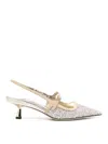 Jimmy Choo Didi 45 Glitter Slingback Pumps In Beige