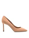 Jimmy Choo Pointed Toe Slip-on Pumps With High Stiletto Heel In Brown