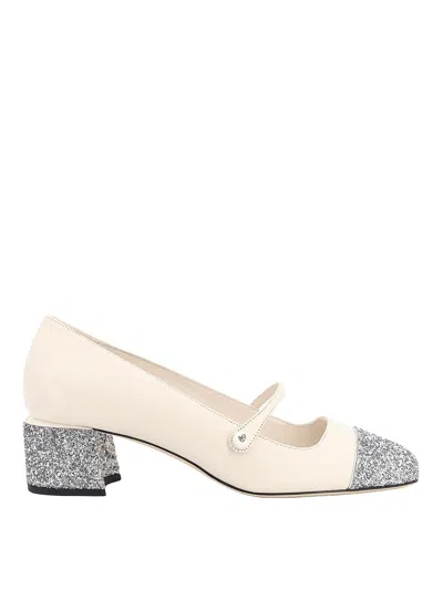 JIMMY CHOO LEATHER DCOLLET WITH GLITTER DETAIL