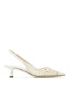 Jimmy Choo Amita 45 Slingback Pumps In Mesh In White