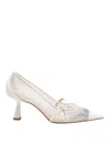 Jimmy Choo Aren 65 Tkw Mesh And Leather Pumps With Crystal Appliques In White