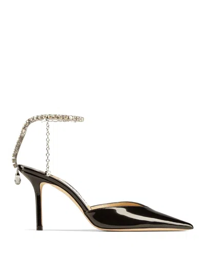 Jimmy Choo Saeda 100 Bbg Pump Glitter Platinum In Negro