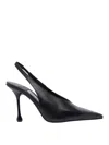 Jimmy Choo Leather Pointed Toe Sling Back Stiletto In Black