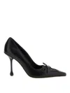 Jimmy Choo Women 'scarlett' Black Pumps With High Stiletto Heel And Front Laces In Leather Woman In Black