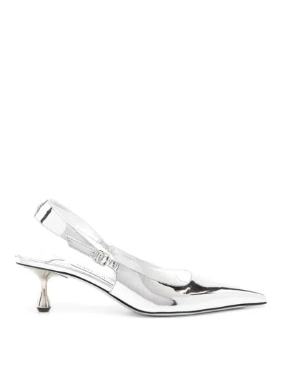 JIMMY CHOO AMEL 50 QUI SILVER SLINGBACK