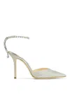 Jimmy Choo Platinum Glitter Saeda 100 Pumps In Platinum Ice Crystal