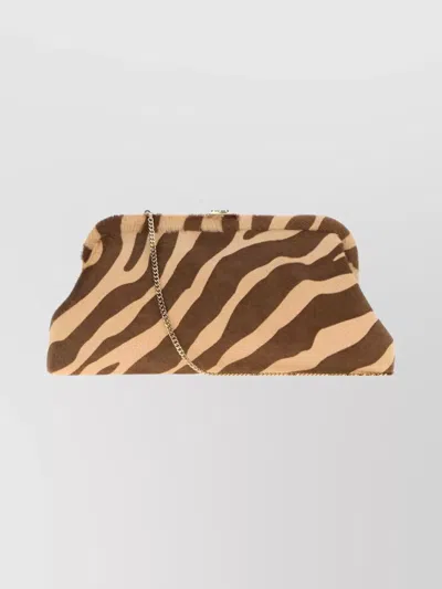 Jimmy Choo Zebra Pattern Calf Hair Rectangular Clutch In White